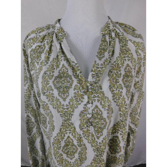 Belle by Kim Gravel Large Green Boho V Neck Tunic Print - Picture 3 of 12